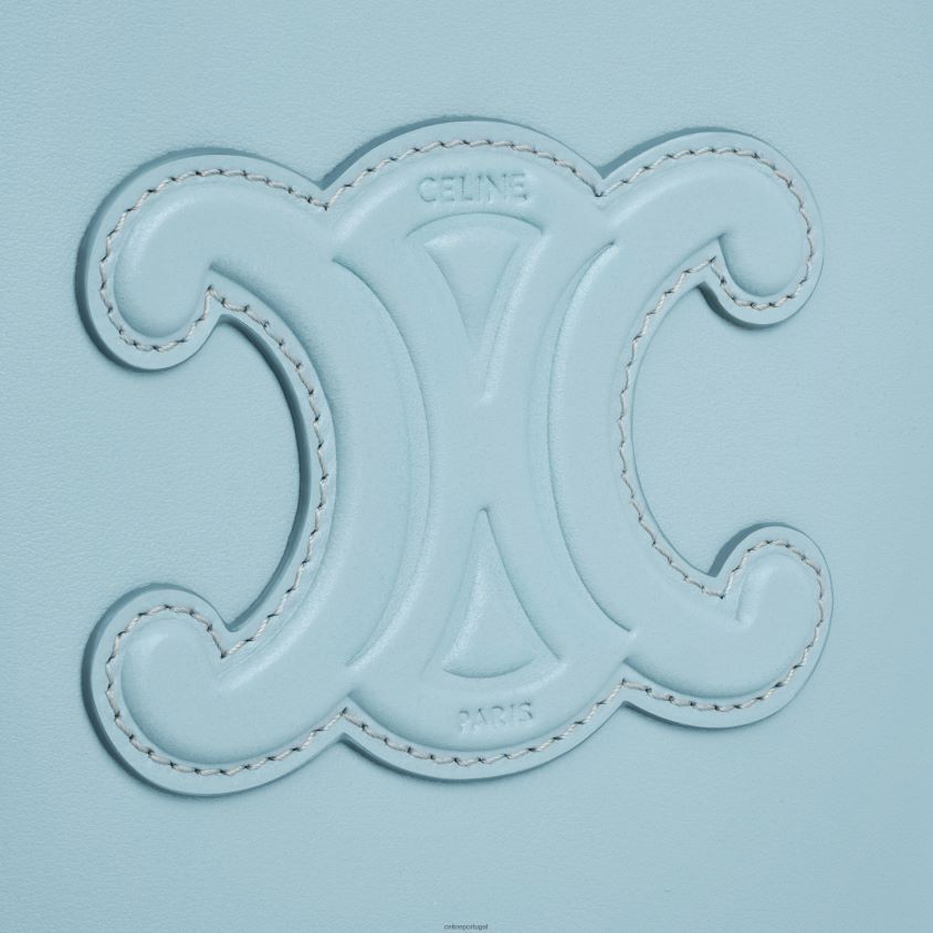 mulheres acessórios CELINE mini balde cuir triomphe em couro de bezerro liso azul califórnia T204R380