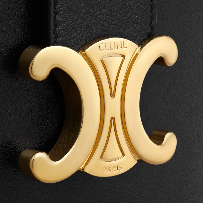 mulheres acessórios CELINE mini balde triomphe em couro de bezerro liso preto T204R338