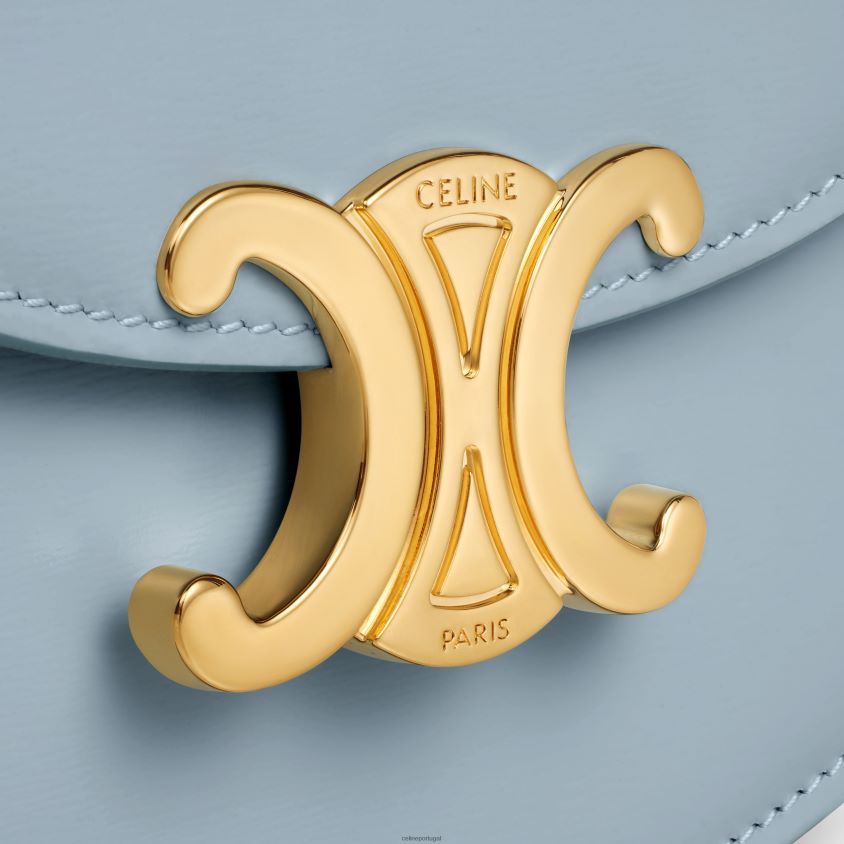 mulheres acessórios CELINE mini besace clea em couro de bezerro brilhante azul pálido T204R322