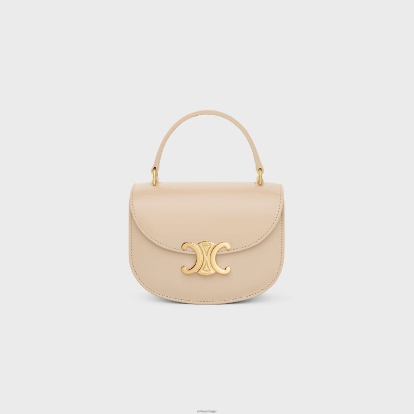 mulheres acessórios CELINE mini besace clea em couro de bezerro brilhante nu T204R361