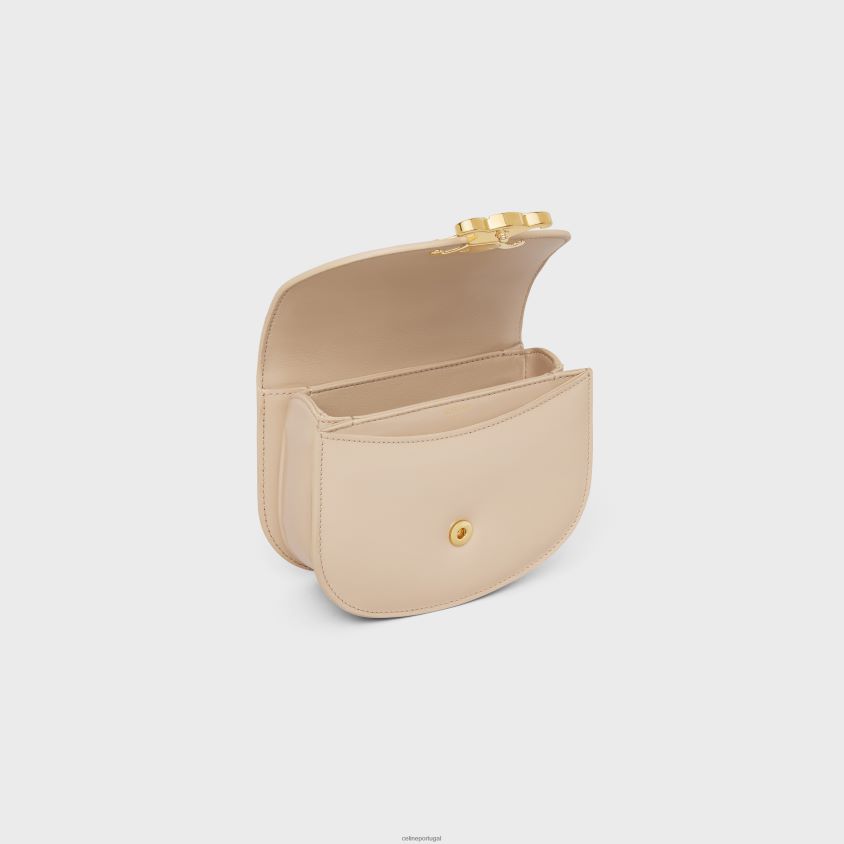 mulheres acessórios CELINE mini besace clea em couro de bezerro brilhante nu T204R361