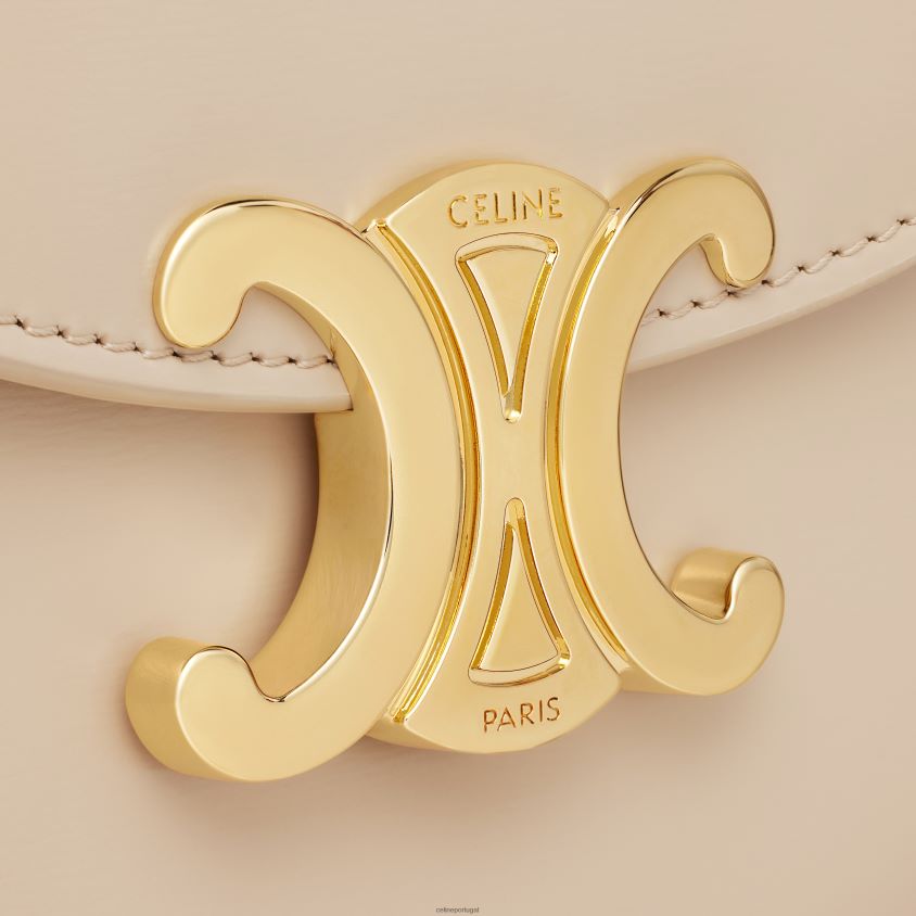 mulheres acessórios CELINE mini besace clea em couro de bezerro brilhante nu T204R361