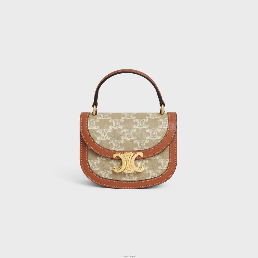 mulheres acessórios CELINE mini besace clea em lona triomphe e couro de bezerro Greg T204R325