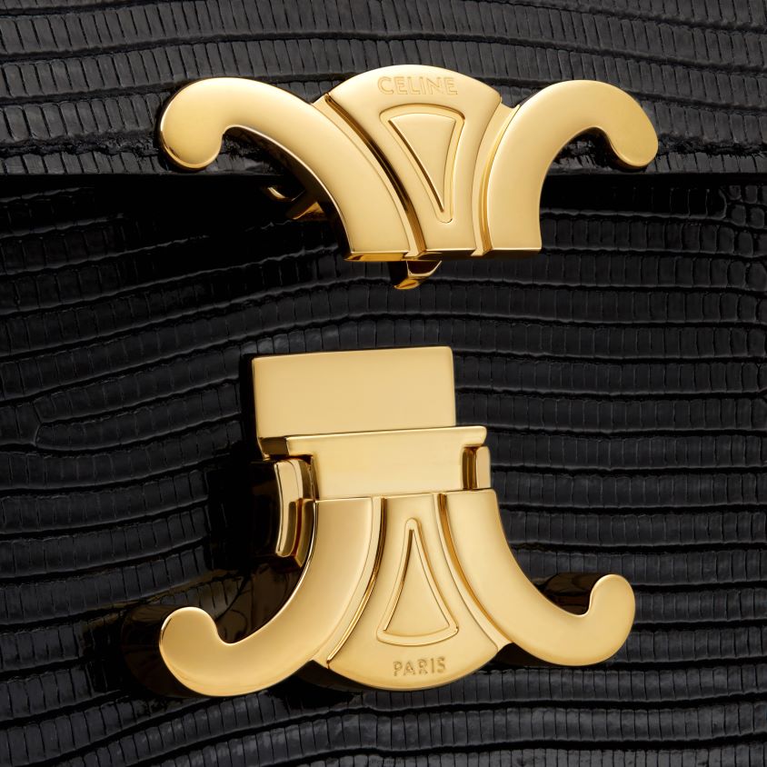 mulheres acessórios CELINE mini box triomphe em lagarto preto T204R394