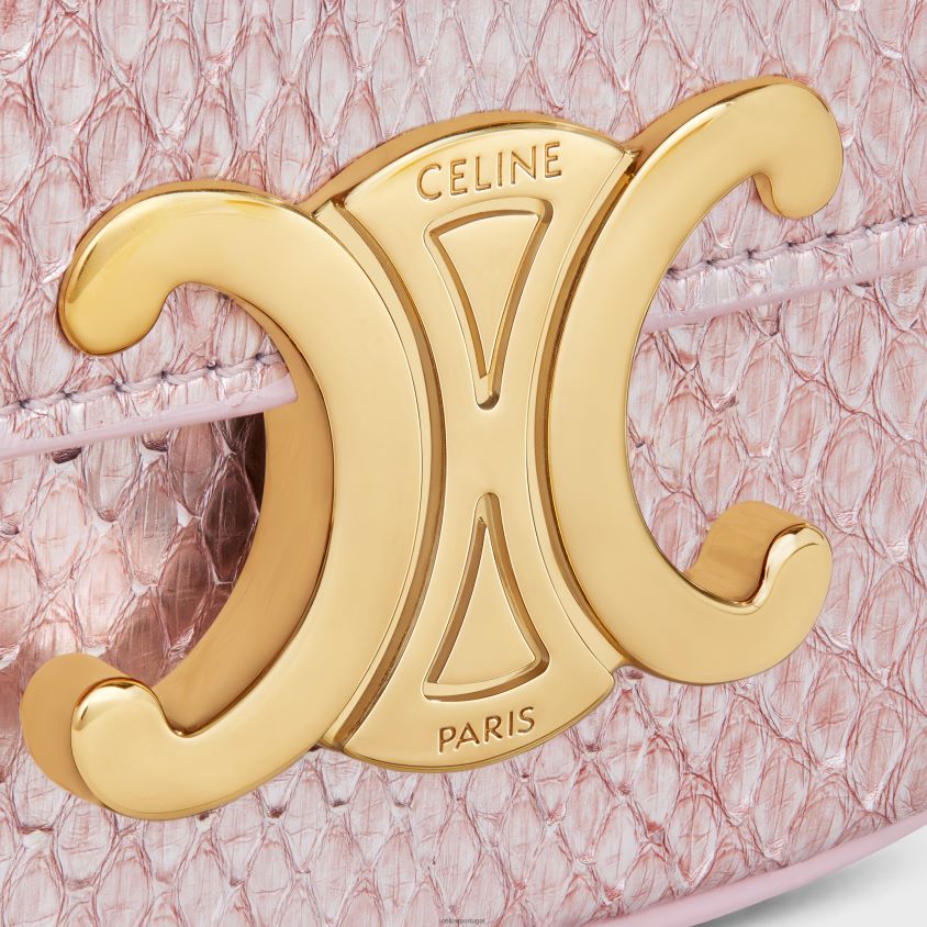 mulheres acessórios CELINE mini chain claude em python perolado luz rosa T204R309
