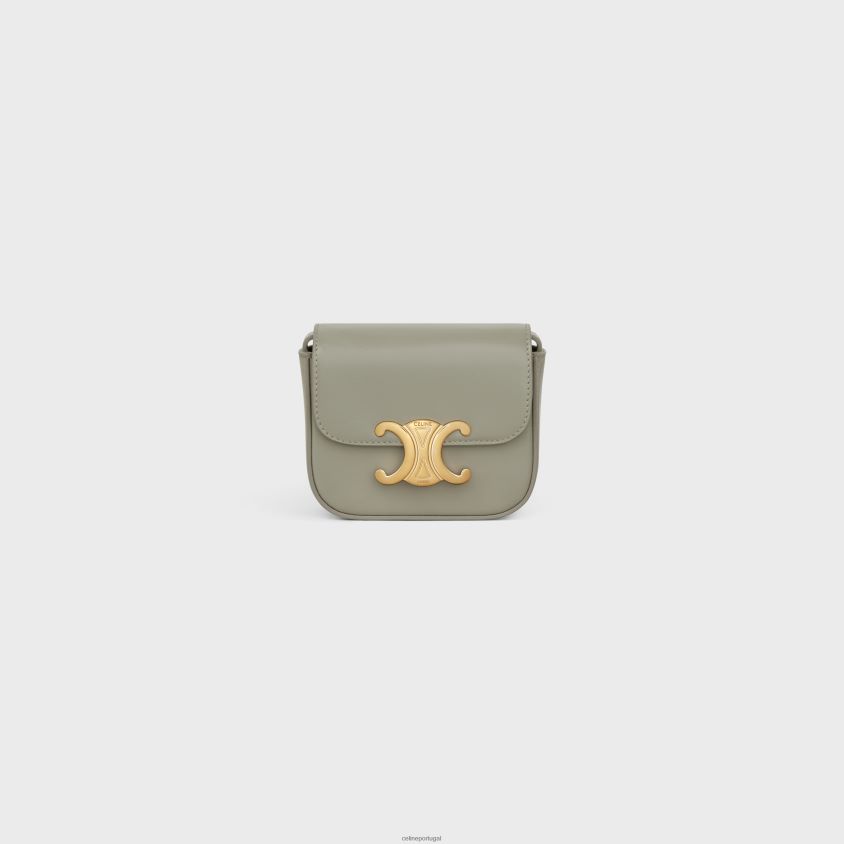 mulheres acessórios CELINE mini claude em couro de bezerro brilhante Argila verde T204R366