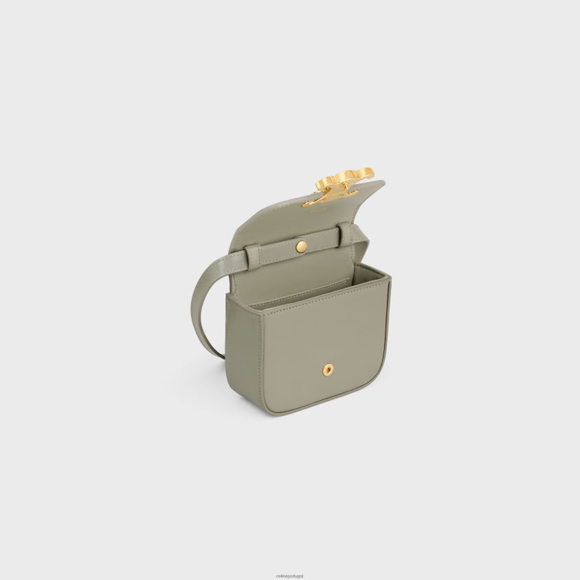 mulheres acessórios CELINE mini claude em couro de bezerro brilhante Argila verde T204R366