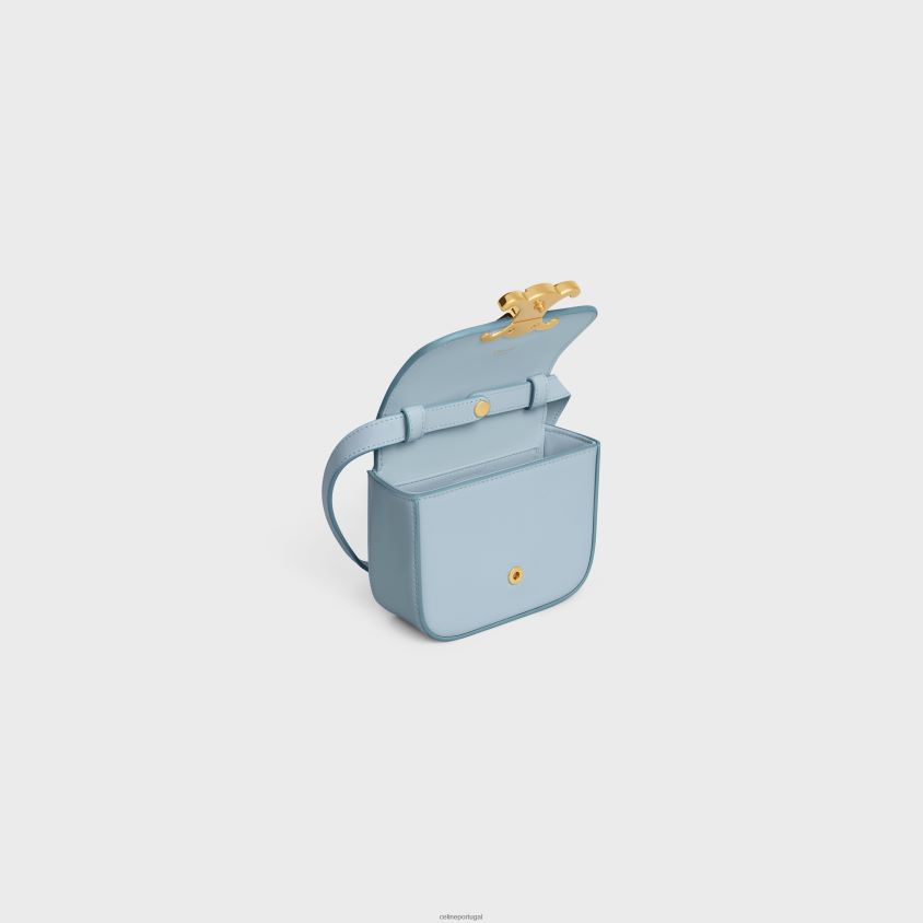 mulheres acessórios CELINE mini claude em couro de bezerro brilhante azul pálido T204R327