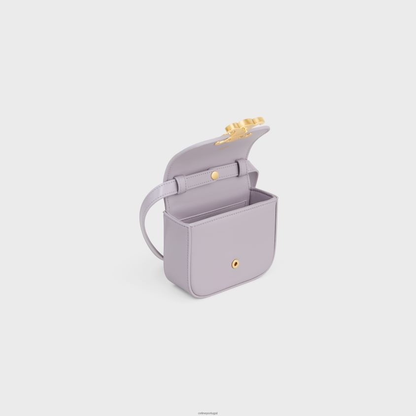 mulheres acessórios CELINE mini claude em couro de bezerro brilhante lilás claro T204R371