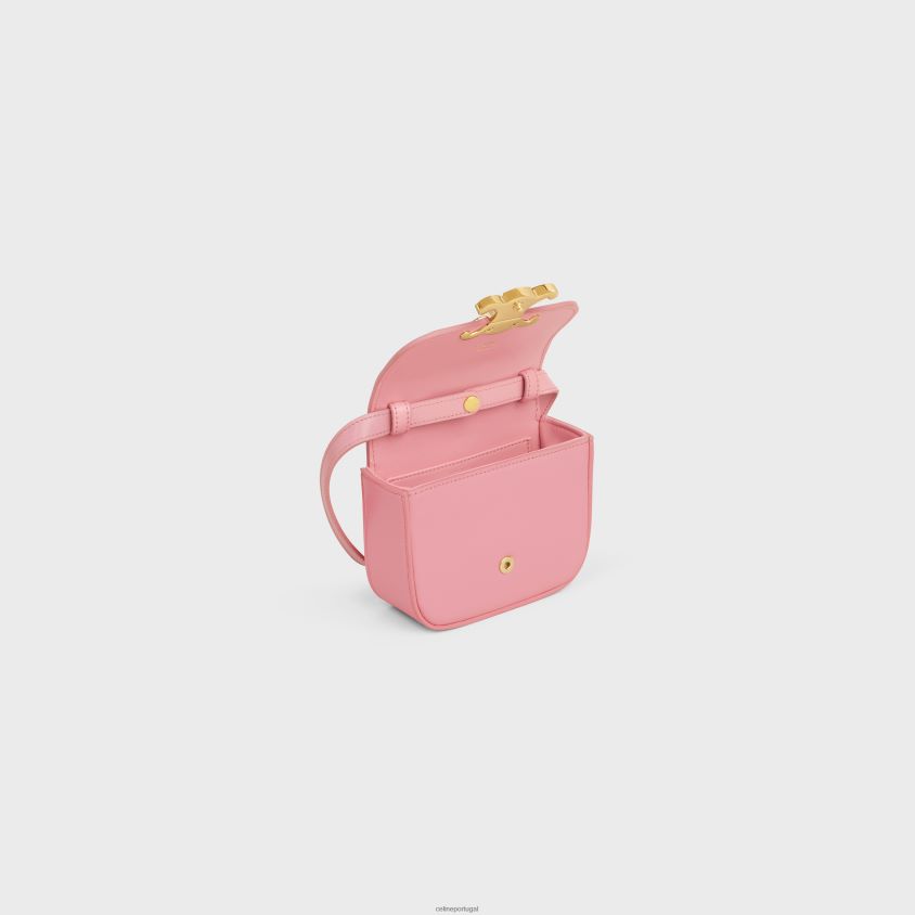 mulheres acessórios CELINE mini claude em couro de bezerro brilhante rosa T204R328