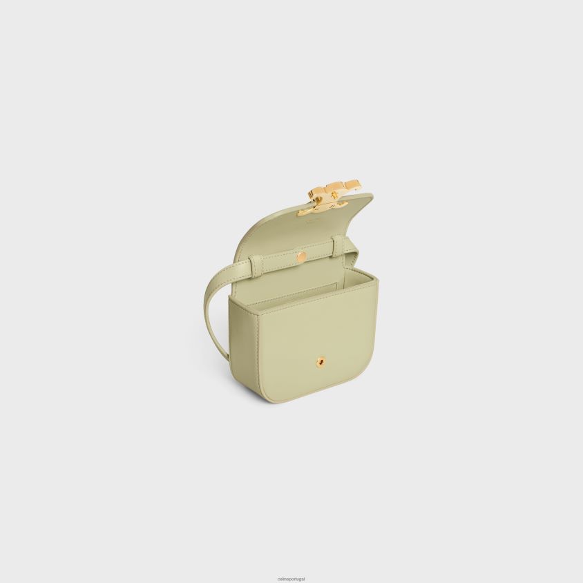 mulheres acessórios CELINE mini claude em couro de bezerro brilhante verde amêndoa T204R368