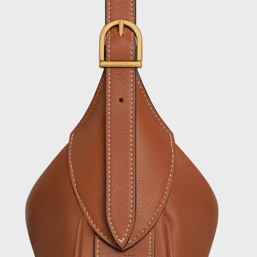 mulheres acessórios CELINE mini romy em couro de bezerro flexível bronzeado T204R340