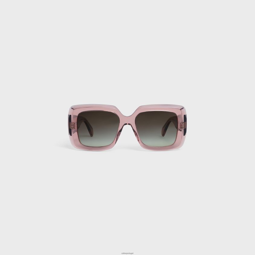 mulheres acessórios CELINE óculos de sol quadrados s263 em acetato caramelo rosa transparente T204R1152