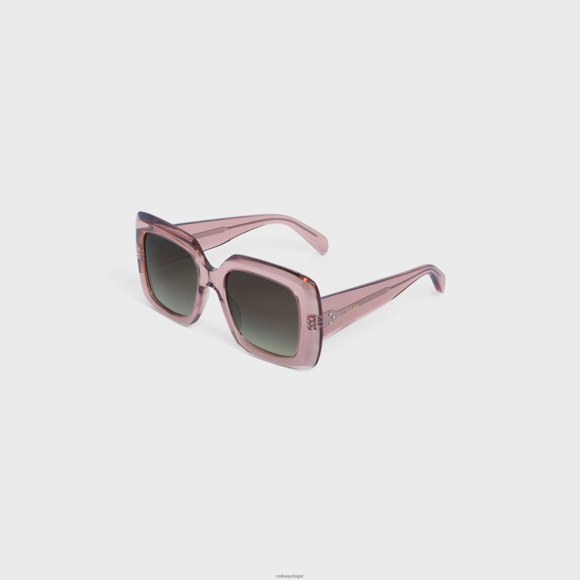 mulheres acessórios CELINE óculos de sol quadrados s263 em acetato caramelo rosa transparente T204R1152