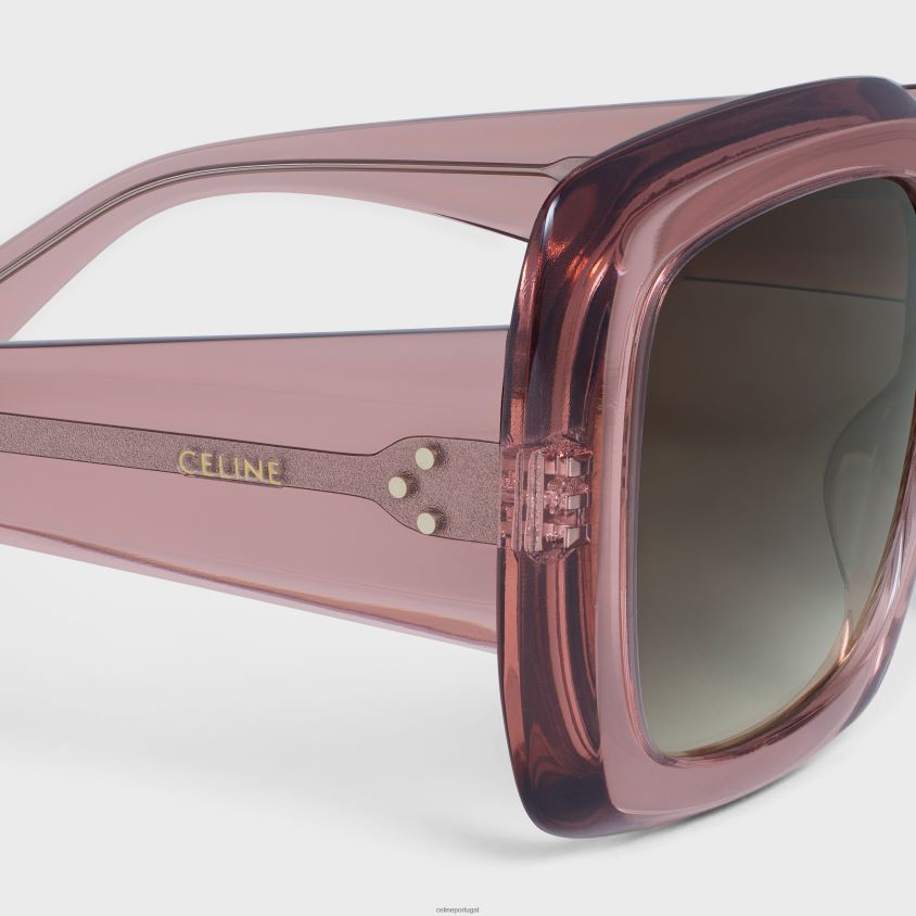 mulheres acessórios CELINE óculos de sol quadrados s263 em acetato caramelo rosa transparente T204R1152
