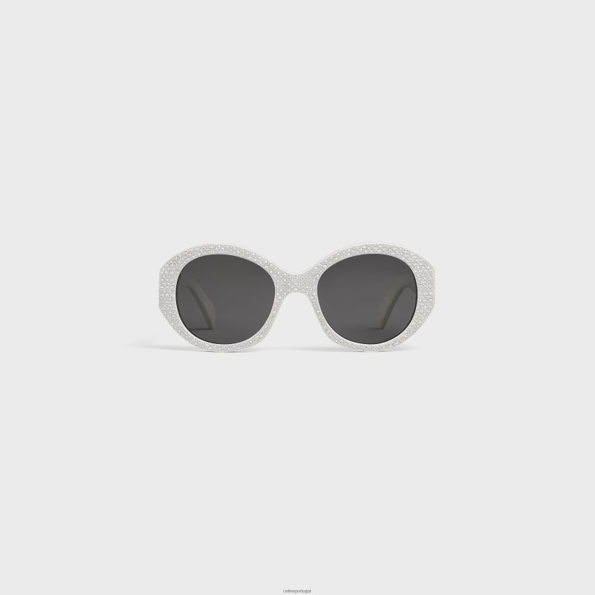 mulheres acessórios CELINE óculos de sol redondos s240 em acetato com cristais branco T204R1142