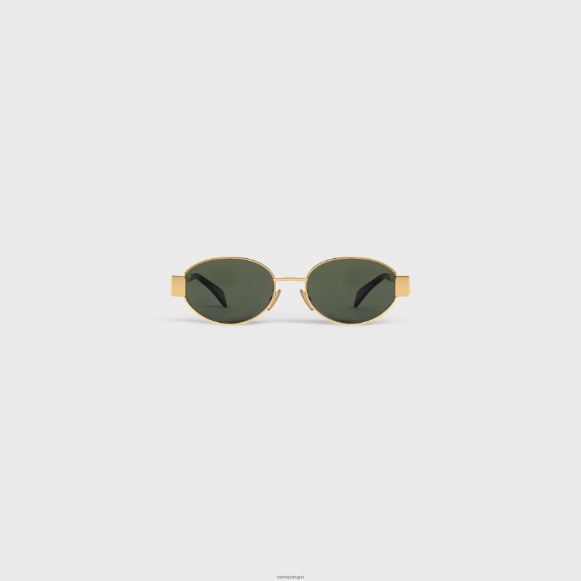 mulheres acessórios CELINE óculos de sol triomphe metal 01 em metal ouro/verde T204R1122