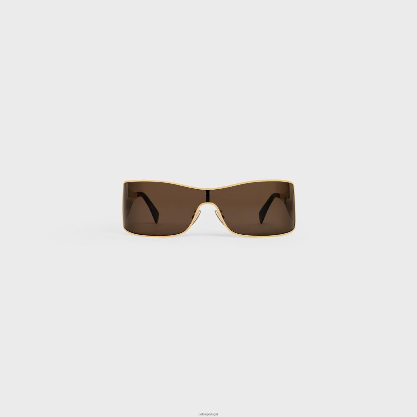 mulheres acessórios CELINE óculos de sol triomphe metal racer em metal ouro/nicotina T204R1042