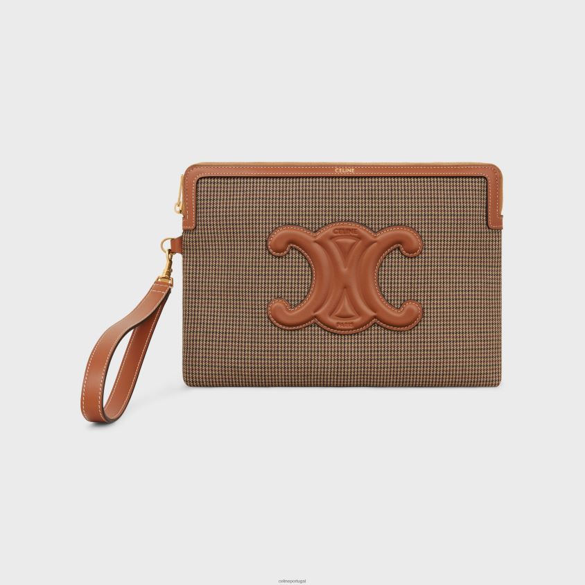 mulheres acessórios CELINE bolsa pequena com assinatura de alça em tecido pied de poule multicolorido T204R547