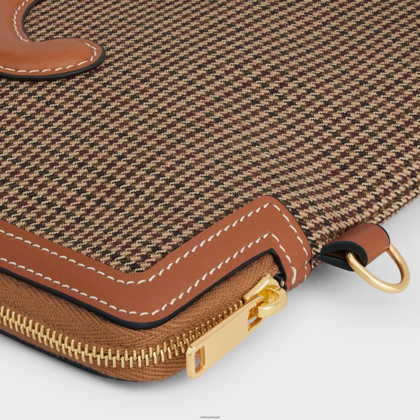 mulheres acessórios CELINE bolsa pequena com assinatura de alça em tecido pied de poule multicolorido T204R547