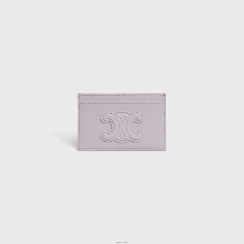mulheres acessórios CELINE porta-cartões cuir triomphe em couro de bezerro brilhante lilás claro T204R498