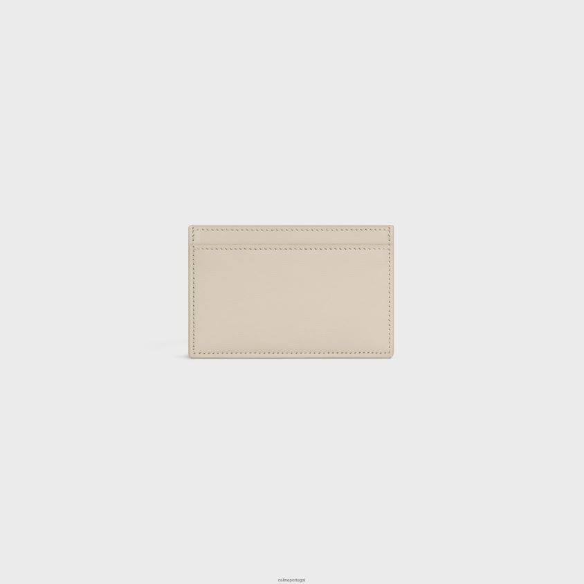 mulheres acessórios CELINE porta-cartões cuir triomphe em couro de bezerro brilhante pedra clara T204R430