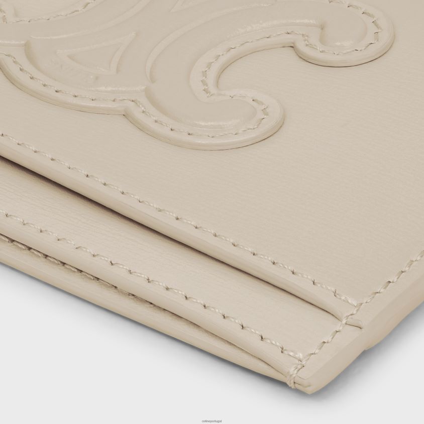 mulheres acessórios CELINE porta-cartões cuir triomphe em couro de bezerro brilhante pedra clara T204R430