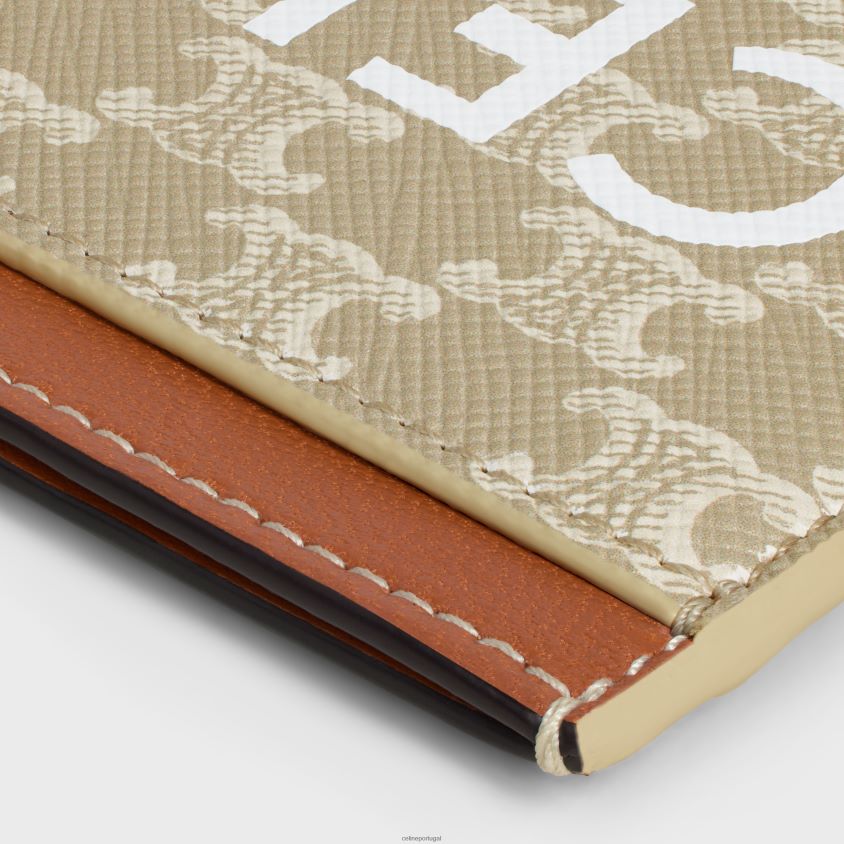 mulheres acessórios CELINE porta-cartões em tela triomphe com estampa Greg T204R432