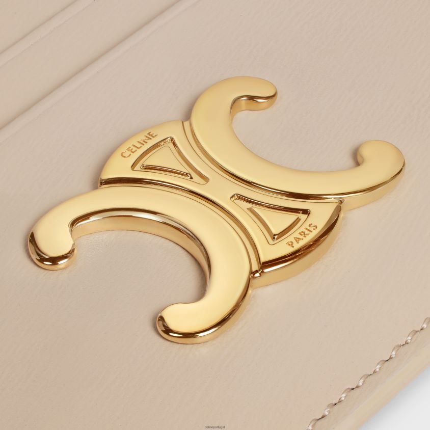 mulheres acessórios CELINE porta-cartões triomphe em couro de bezerro brilhante nu T204R489