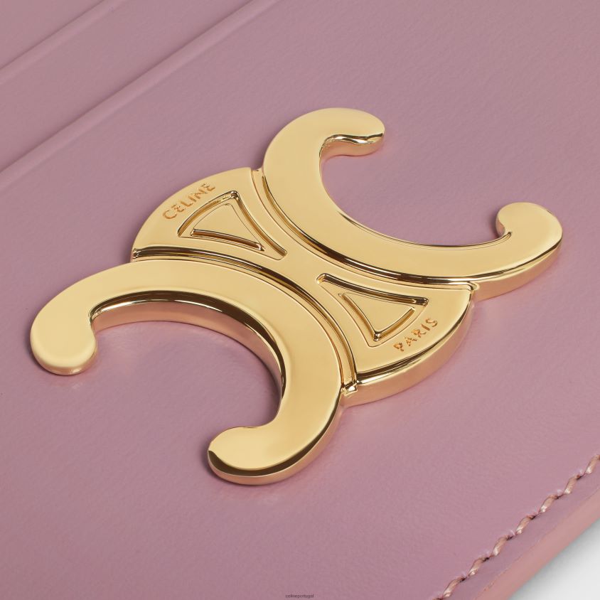 mulheres acessórios CELINE porta-cartões triomphe em couro de bezerro brilhante pétala T204R488