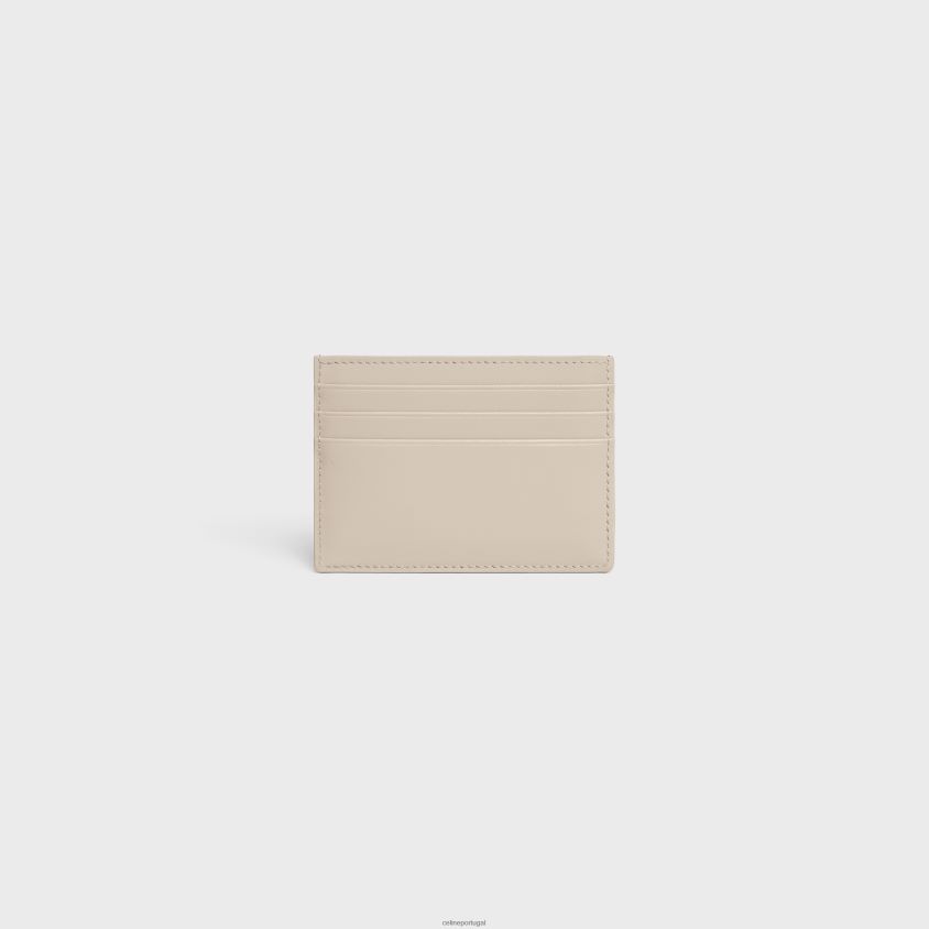 mulheres acessórios CELINE porta-cartões triomphe em couro de bezerro brilhante pedra clara T204R419