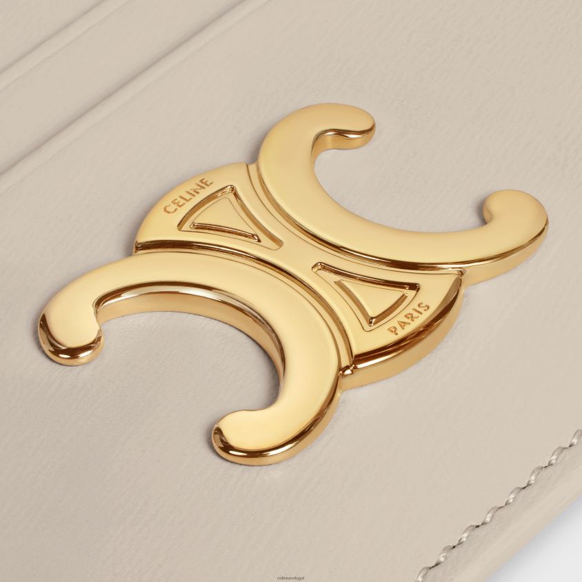 mulheres acessórios CELINE porta-cartões triomphe em couro de bezerro brilhante pedra clara T204R419