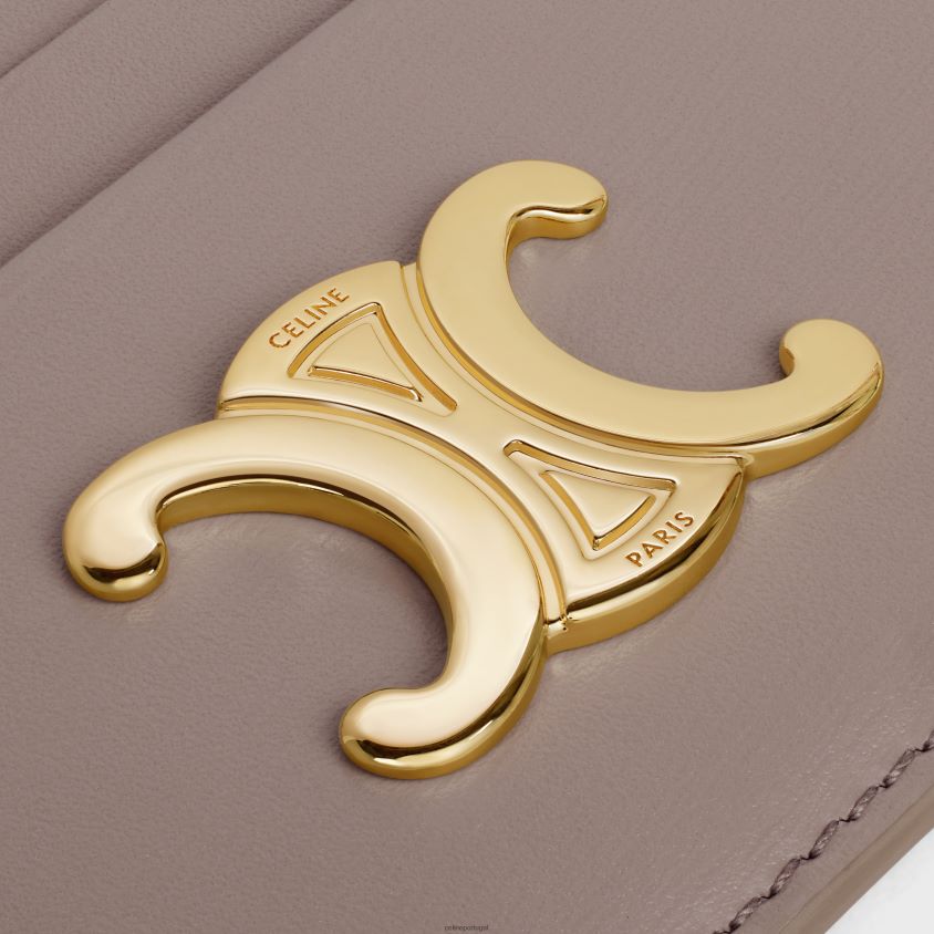 mulheres acessórios CELINE porta-cartões triomphe em couro de bezerro brilhante seixo T204R487
