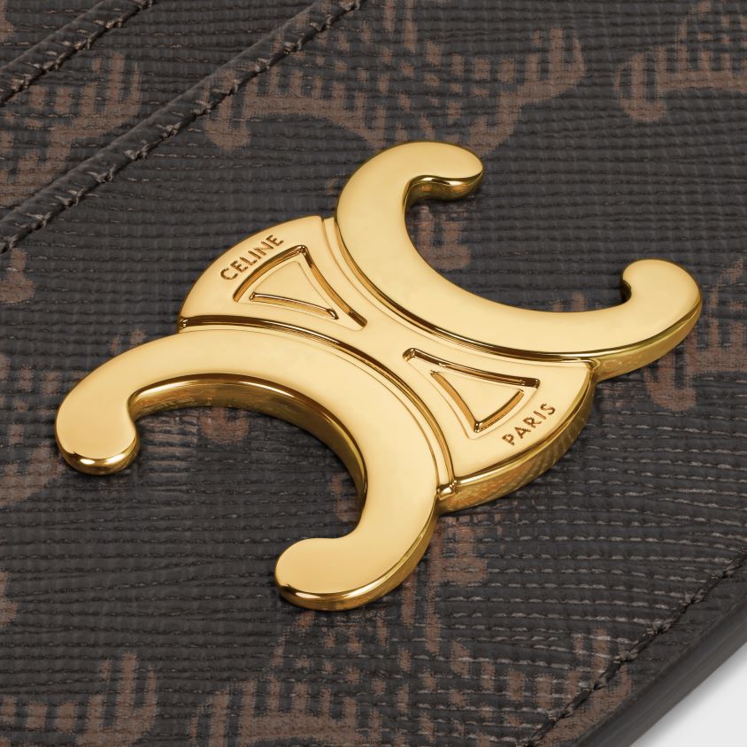 mulheres acessórios CELINE porta-cartões triomphe em tela triomphe bronzeado T204R490