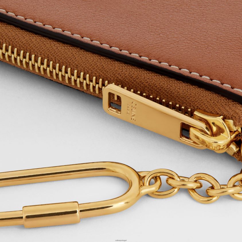 mulheres acessórios CELINE porta-moedas e cartões cuir triomphe em couro de bezerro liso bronzeado T204R496