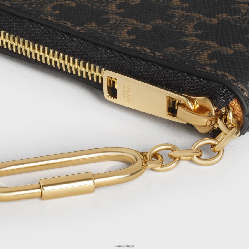 mulheres acessórios CELINE porta-moedas e cartões em canvas triomphe preto T204R504