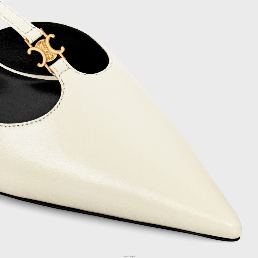 mulheres calçados CELINE bomba gatinho com alça t-bar em pele de cordeiro leite T204R981