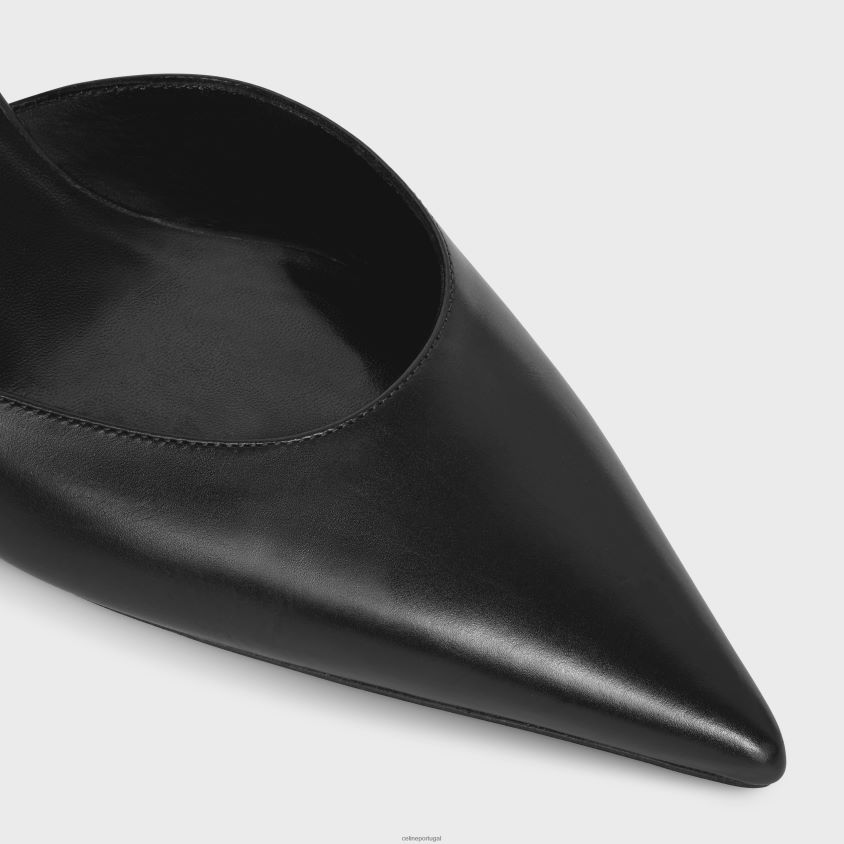 mulheres calçados CELINE gatinho com alça triomphe em couro de bezerro com acabamento dourado preto T204R943