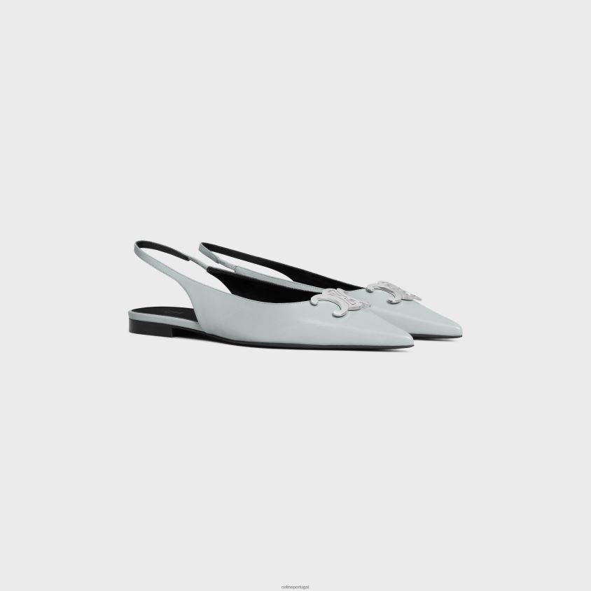 mulheres calçados CELINE alma triomphe slingback plano em pele de cordeiro azul suave T204R917