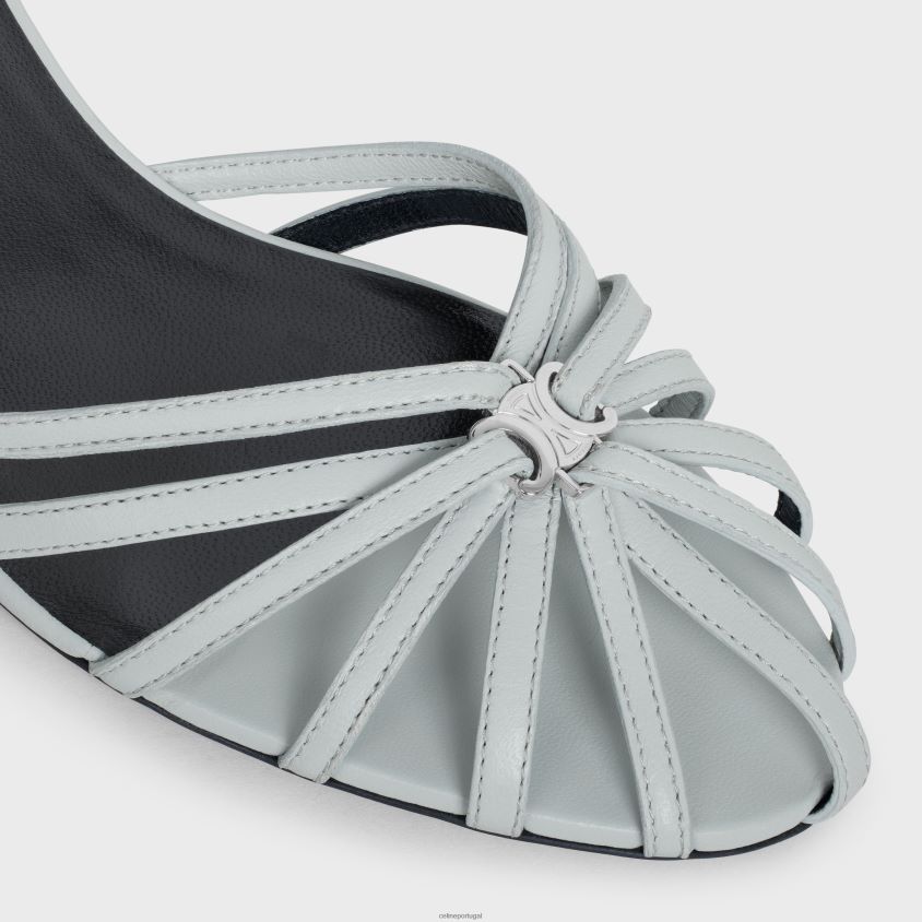 mulheres calçados CELINE sandália triomphe em pele de cordeiro azul suave T204R946