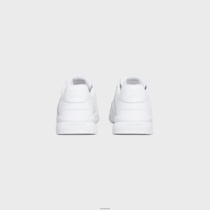 mulheres calçados CELINE tênis runner cr-01 com cadarço baixo em couro de bezerro óptica branca T204R915