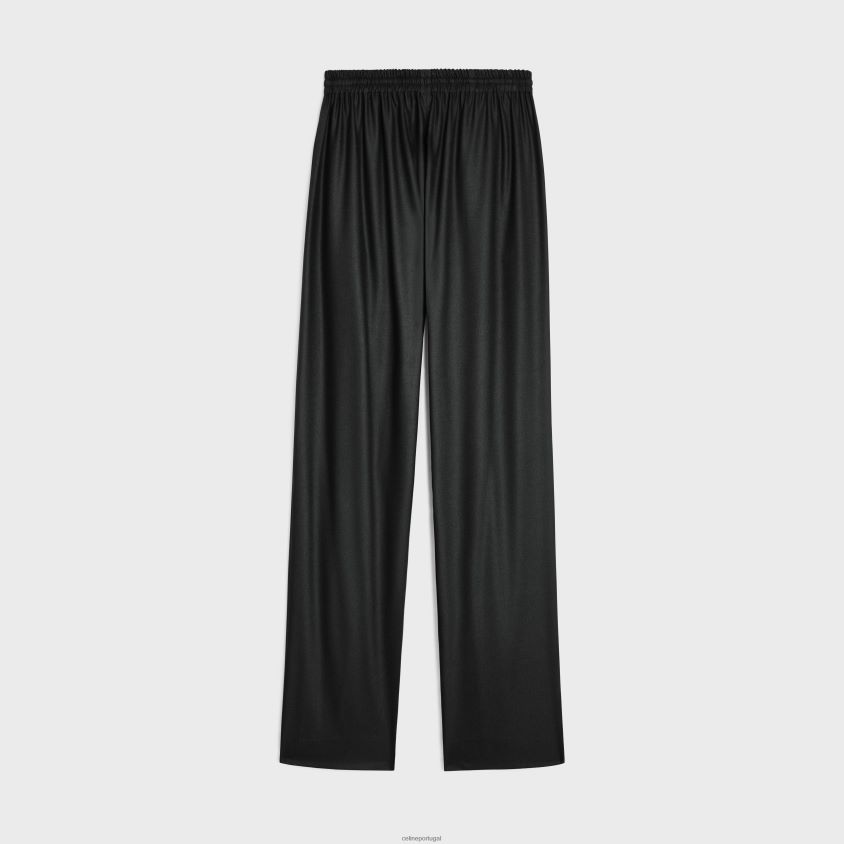 mulheres vestuário CELINE calça de jogging reta em flanela de caxemira antracite T204R679