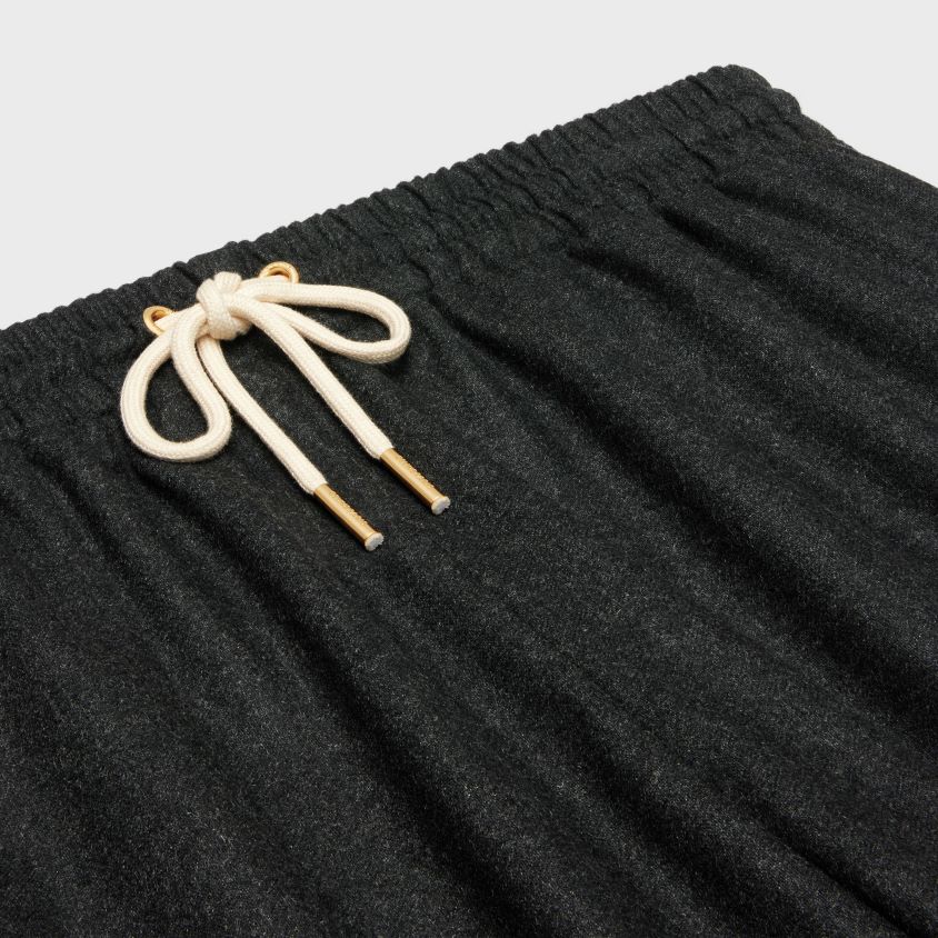 mulheres vestuário CELINE calça de jogging reta em flanela de caxemira antracite T204R679