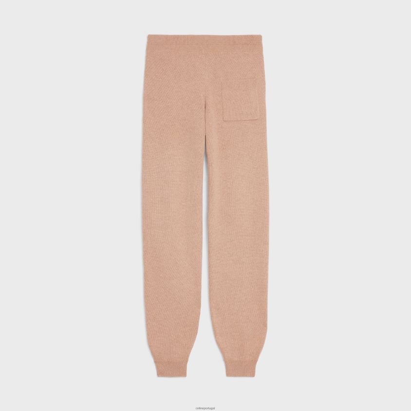 mulheres vestuário CELINE calça esportiva em lã cashmere camelo T204R882