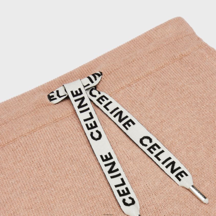 mulheres vestuário CELINE calça esportiva em lã cashmere camelo T204R882