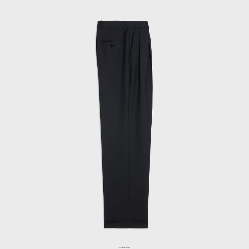 mulheres vestuário CELINE calça margaret em gabardine de lã preto T204R874