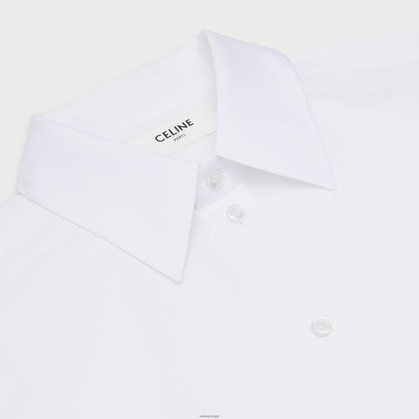 mulheres vestuário CELINE camisa boyfriend em popeline de algodão branco T204R832