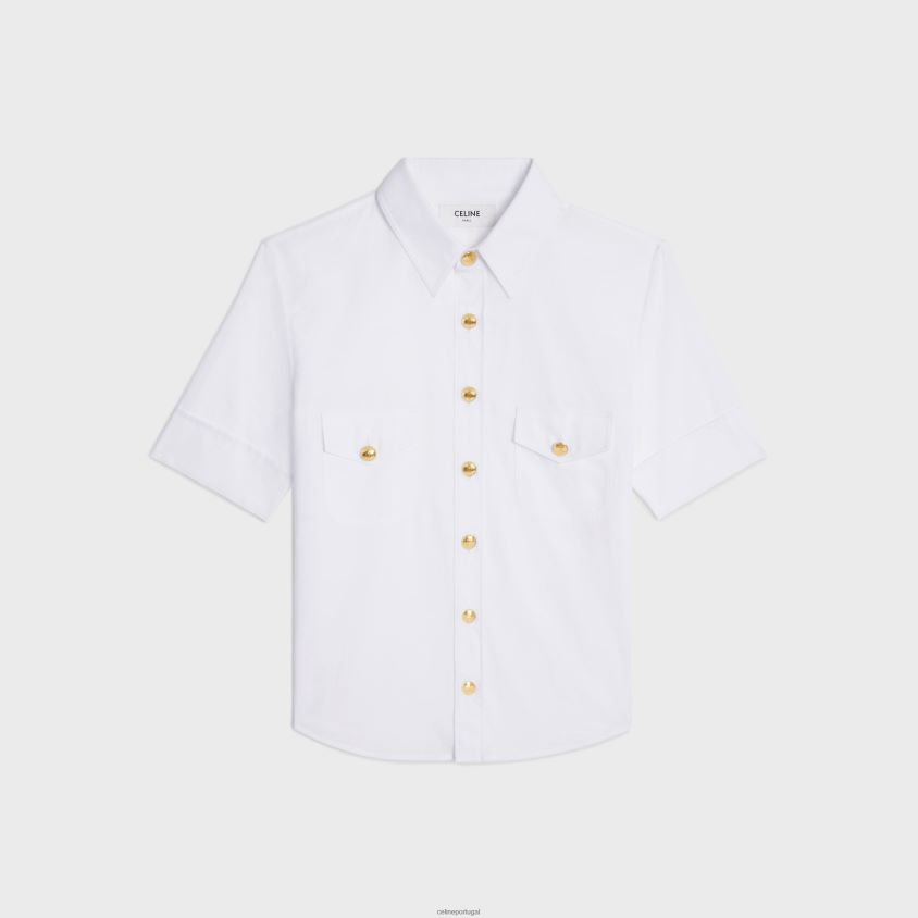 mulheres vestuário CELINE camisa chelsea em algodão cambraia branco T204R844