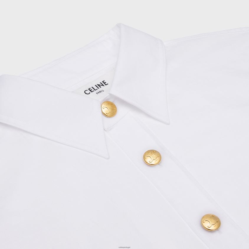 mulheres vestuário CELINE camisa chelsea em algodão cambraia branco T204R844