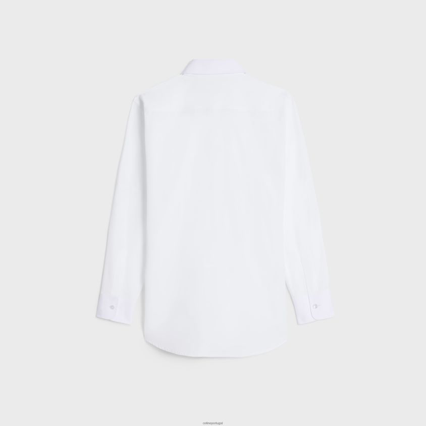 mulheres vestuário CELINE camisa moleca em popeline de algodão branco T204R577